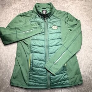 NFL Team Apparel Green Bay Packers Jacket Womens XL Green Hybrid Quilted Zip